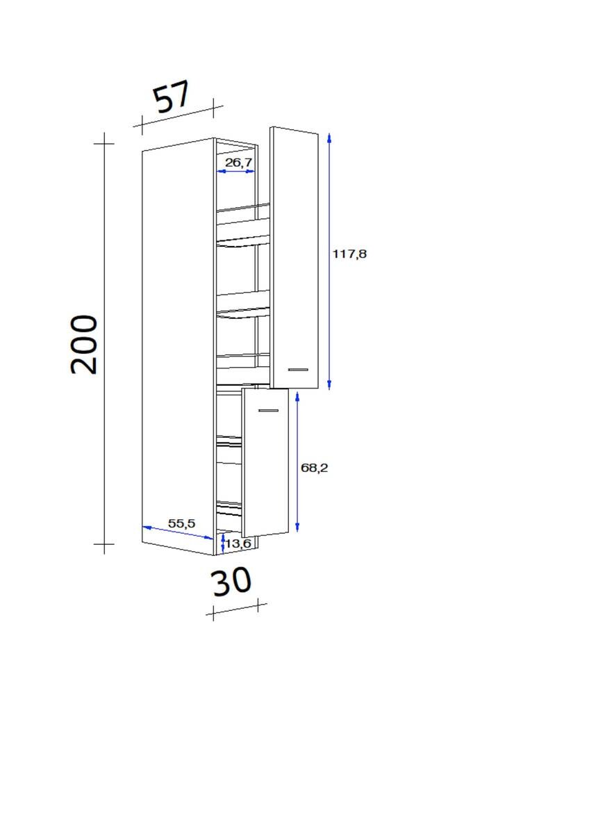 Apothekerschrank Vita weiß matt B/H/T: ca. 30x200x57 cm