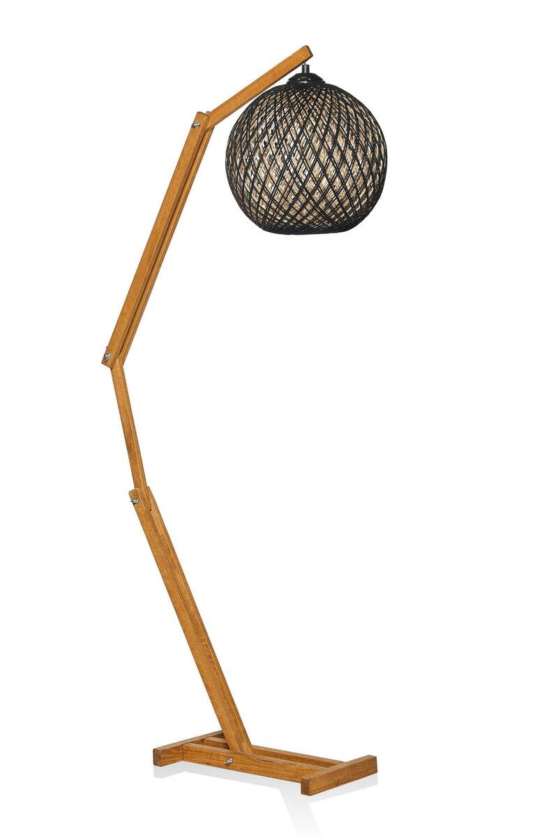 Opviq Stehlampe beige braun Kiefer B/H/T/L/D: ca. 32x140x32x32x32 cm E27 1 Brennstellen