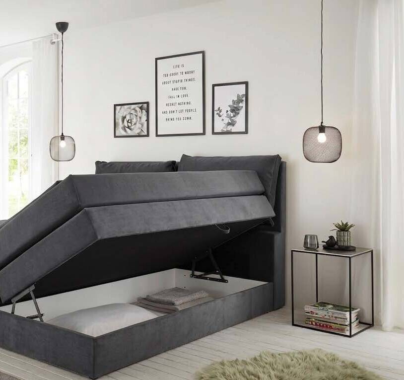 Boxspringbett Lissy graubraun Liegefläche B/L: ca. 180x200 cm