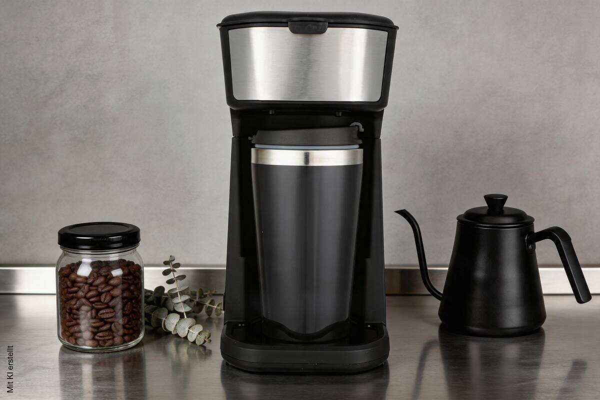 POCOline Kaffeeautomat schwarz Edelstahloptik Kunststoff B/H/L: ca. 13x26,1x18,1 cm