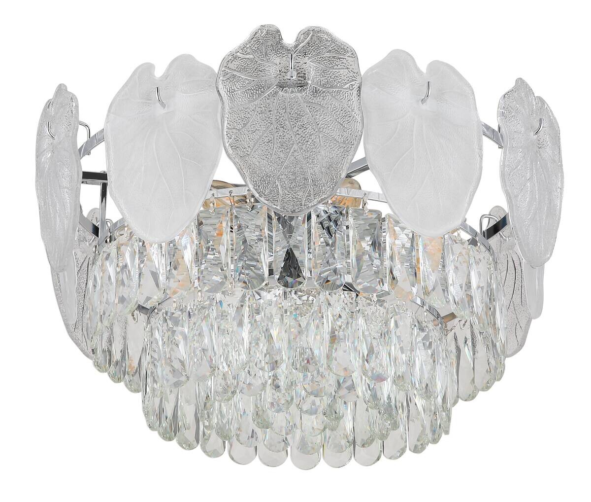 GLOBO Deckenleuchte klar Chrom Metall Glas H/D: ca. 27,9x50 cm E14 8 Brennstellen