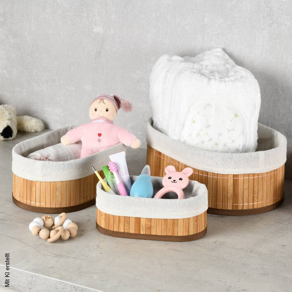 Kesper Bambus Körbchen 3er Set braun B/H/L: ca. 12x20x30 cm