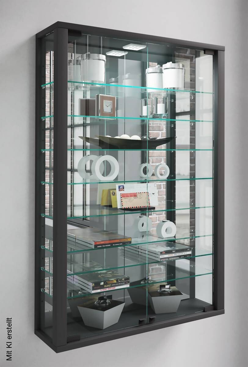 Vitrine Vitrosa schwarz Holzwerkstoff Glas B/H/T: ca. 59x91x18 cm
