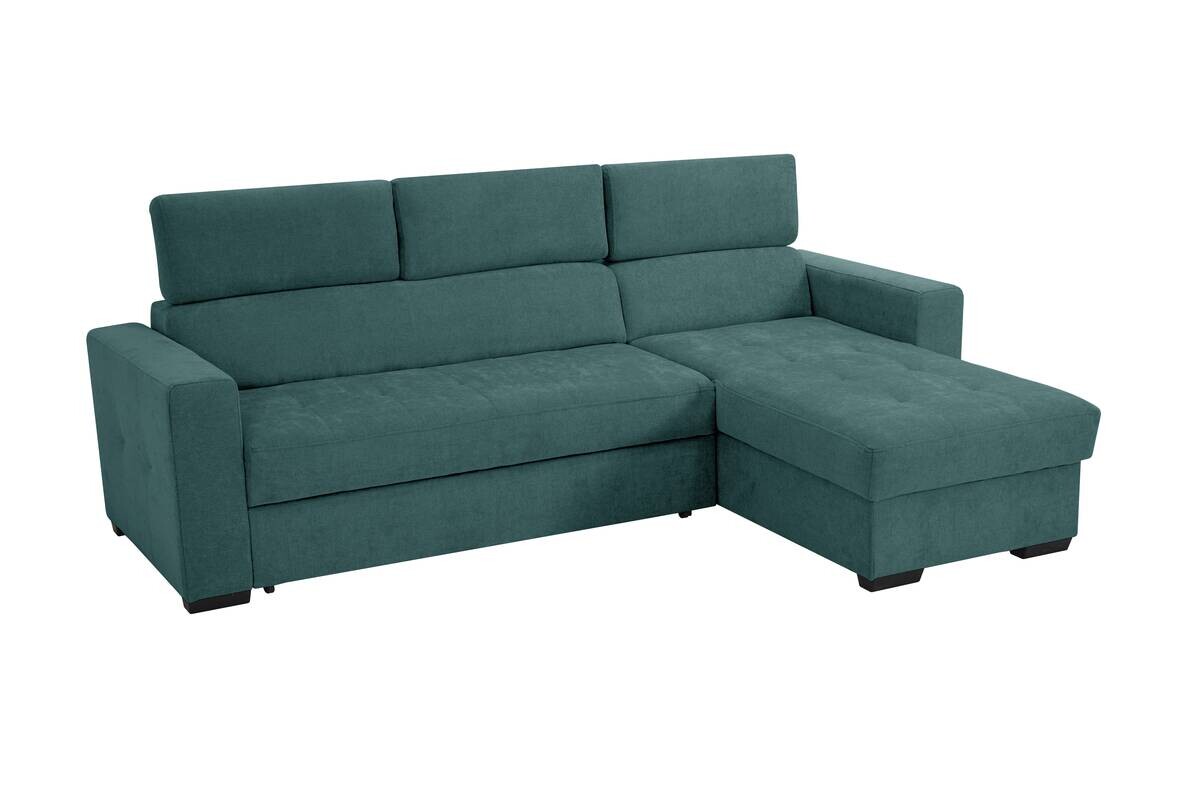 Ecksofa mit Bettfunktion und Bettkasten blaugrün Microfaser B/T: ca. 238x170 cm