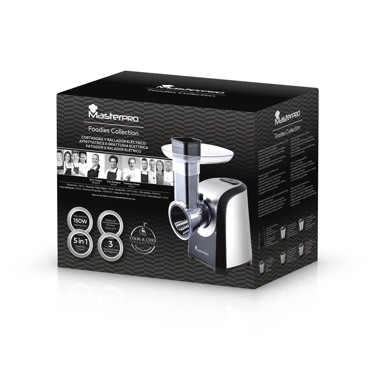 MASTERPRO Reibe elektrisch silber schwarz Edelstahl Kunststoff B/H/T: ca. 245x30,5x20,3 cm ca. 150 W