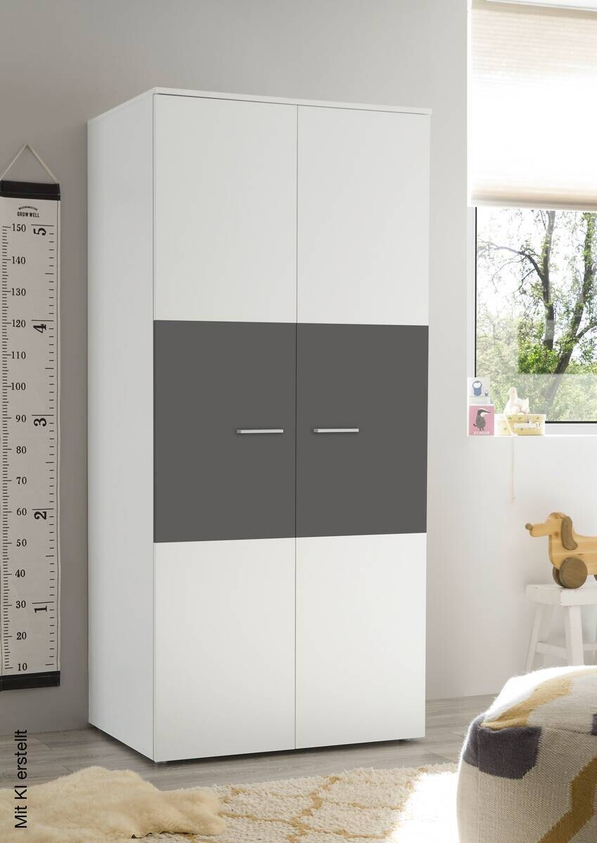 Kleiderschrank Alex weiß Graphit B/H/T: ca. 90x195x60 cm