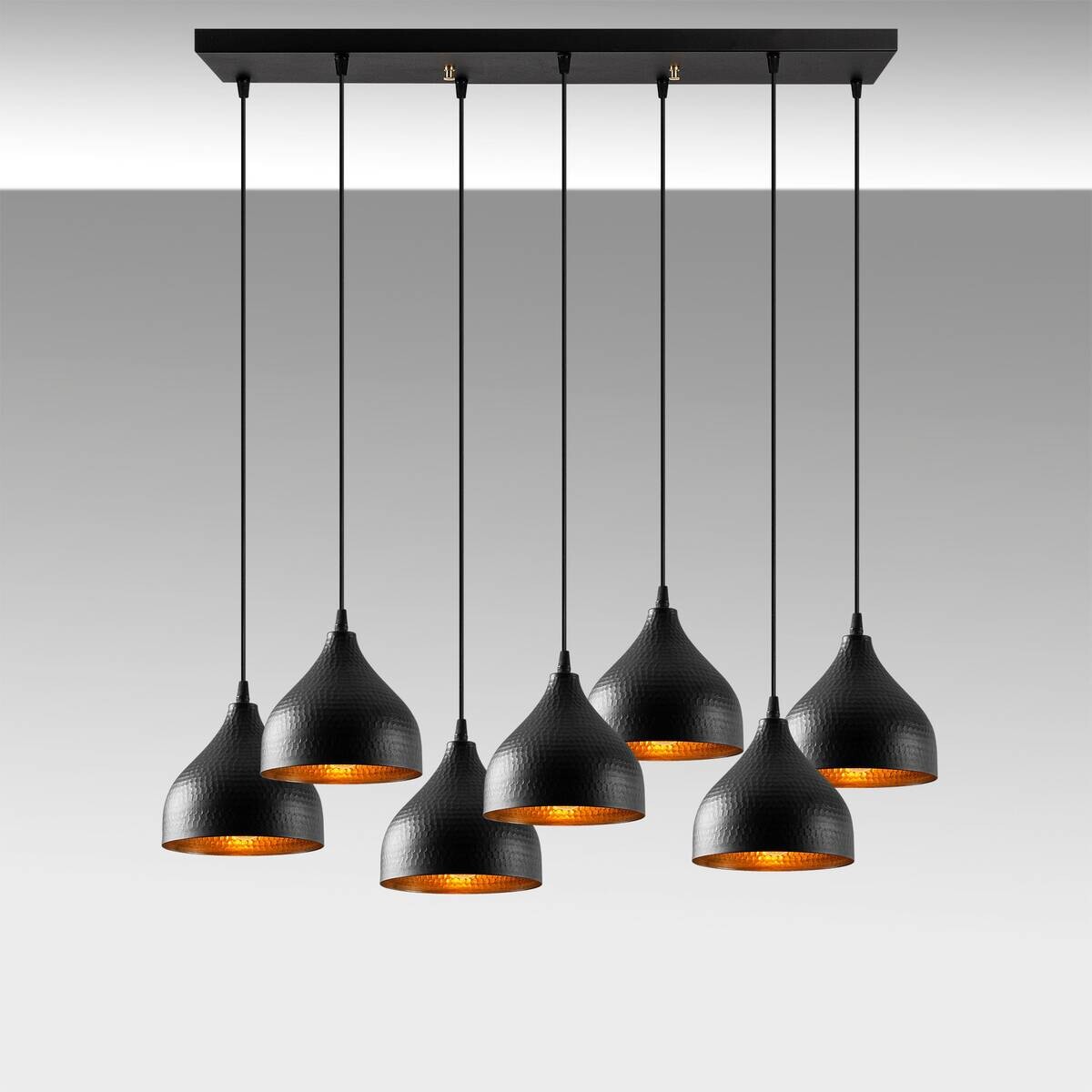 Opviq Pendelleuchte Tattoo-6221 schwarz B/H/T/L: ca. 88x114x40x88 cm E27 7 Brennstellen