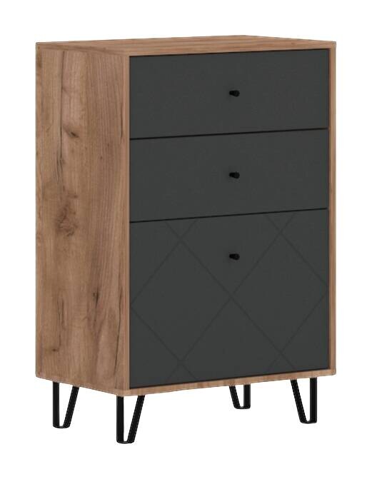 Kommode BILBAO Eiche Tabak Nachbildung anthrazit B/H/T: ca. 63,4x95,5x40 cm