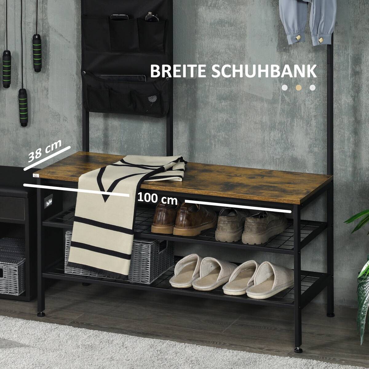 HOMCOM Garderobe braun Spanplatte B/H/L: ca. 40x100x185 cm