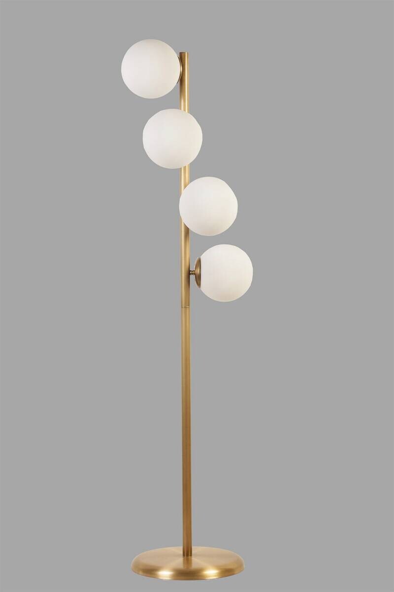 Opviq Stehlampe weiß Glas Metall B/H/L: ca. 30x137x30 cm E27 4 Brennstellen