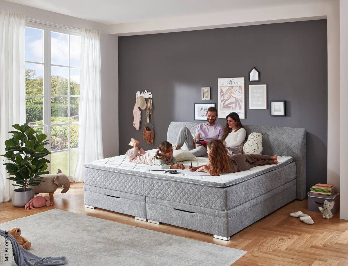 Familienboxbett Korfu silber Liegefläche B/L: ca. 240x200 cm
