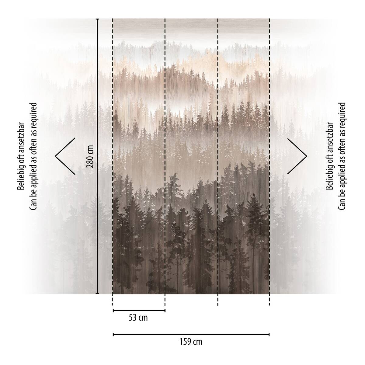 Livingwalls Fototapete Bäume braun beige creme B/L: ca. 280x159 cm
