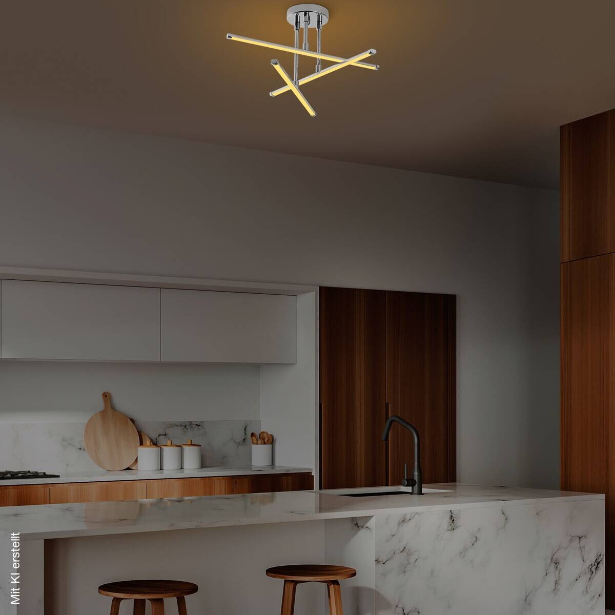 Opviq LED-Deckenleuchte Chrom B/H/T: ca. 51x26x51 cm
