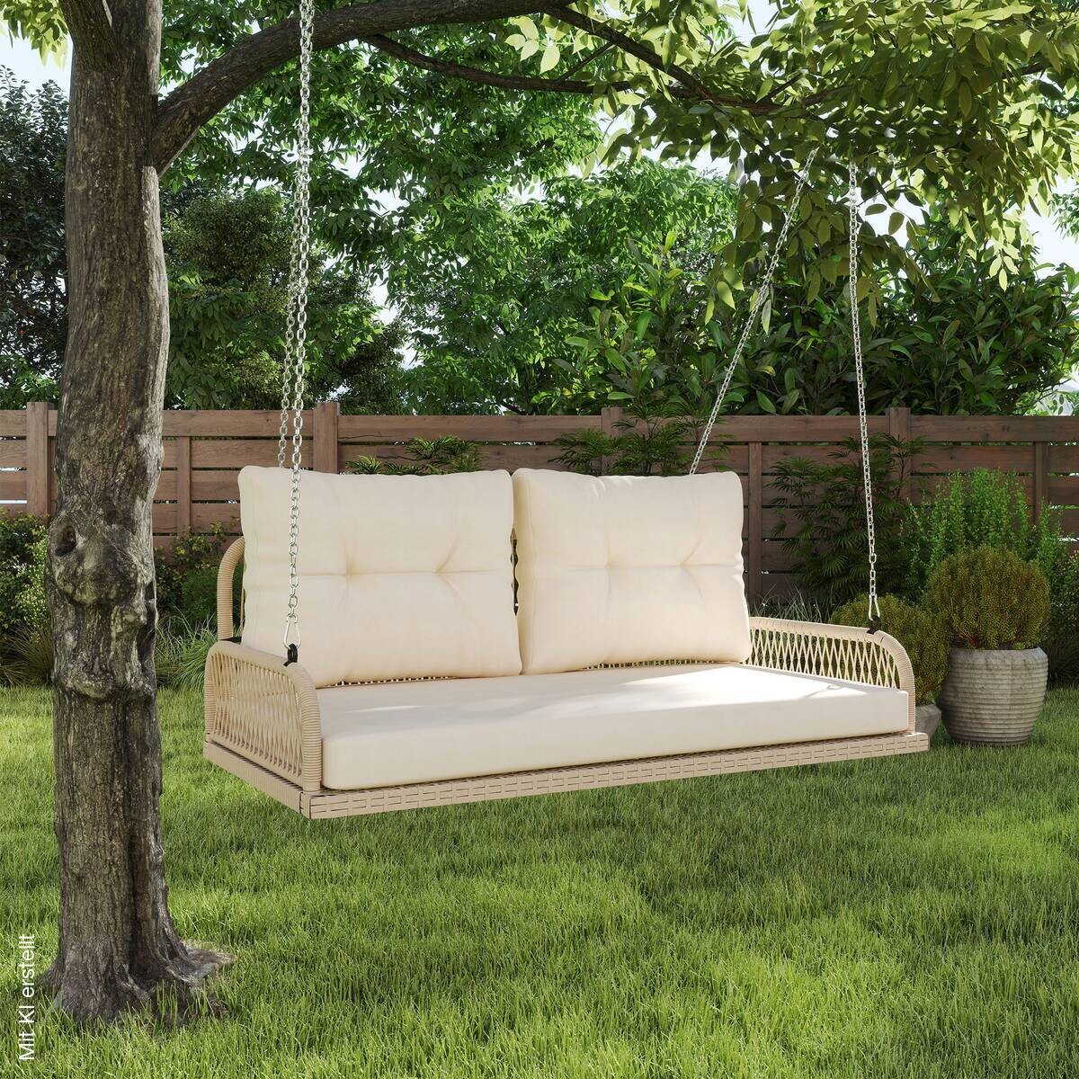 Outsunny Hollywoodschaukel natur Rattan B/H/L: ca. 66x44x115 cm