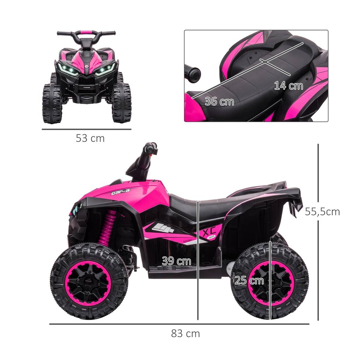 HOMCOM Elektro-Quad schwarz B/H/L: ca. 53x55,5x83 cm