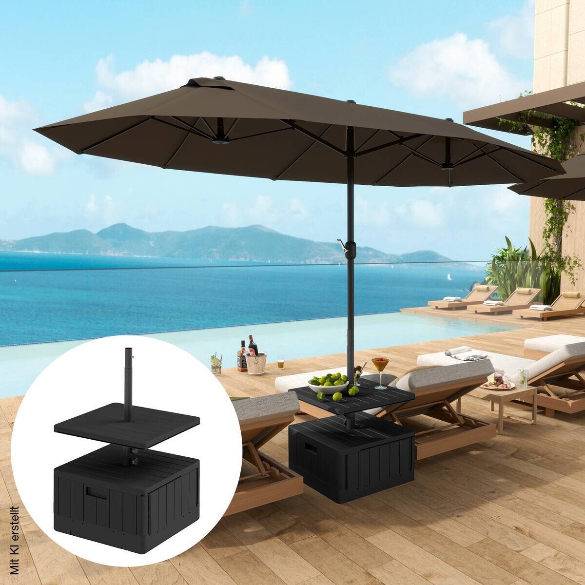 Outsunny Schirmständer schwarz Metall B/H/L: ca. 53x45x53 cm