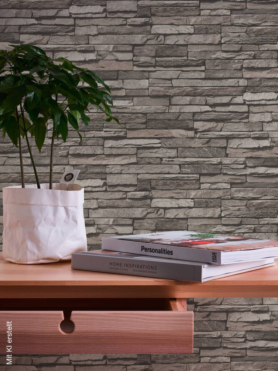 A.S.Creation Vliestapete schwarz grau creme B/H/D: ca. 53x1005x9,3 cm