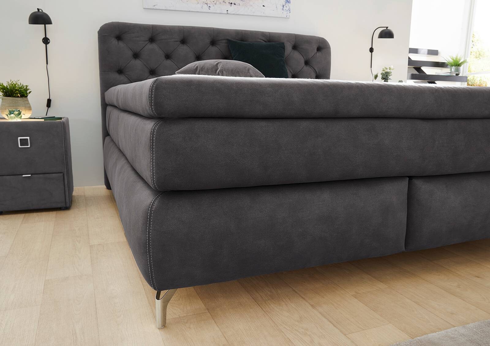 Boxspringbett anthrazit Liegefläche B/L: ca. 180x200 cm