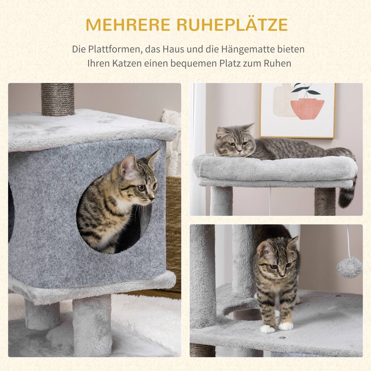 PawHut Kratzbaum grau Edelstahl B/H/L: ca. 40x60x142 cm