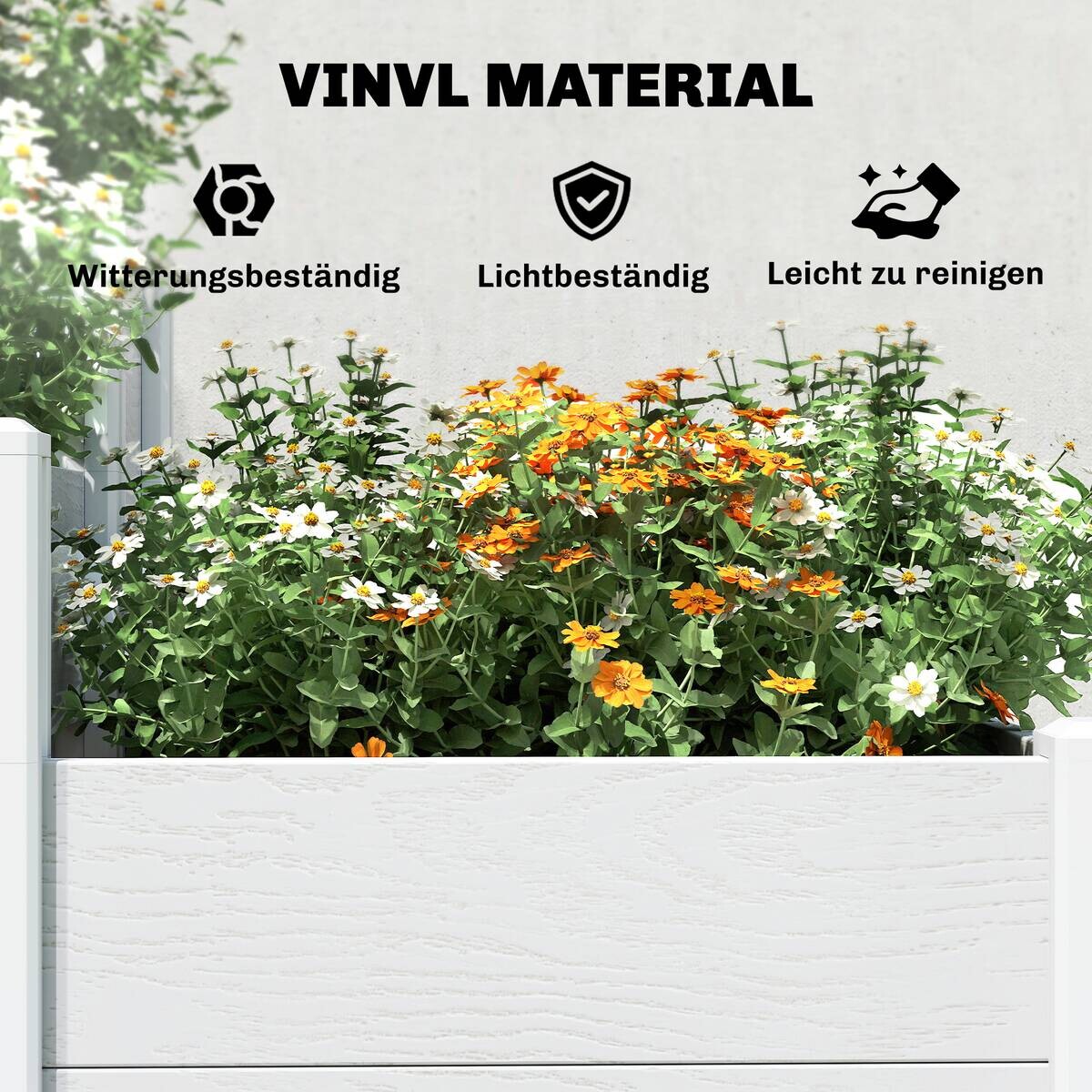 Outsunny Hochbeet weiß Kunststoff B/H/T/L: ca. 80x64x80x120 cm