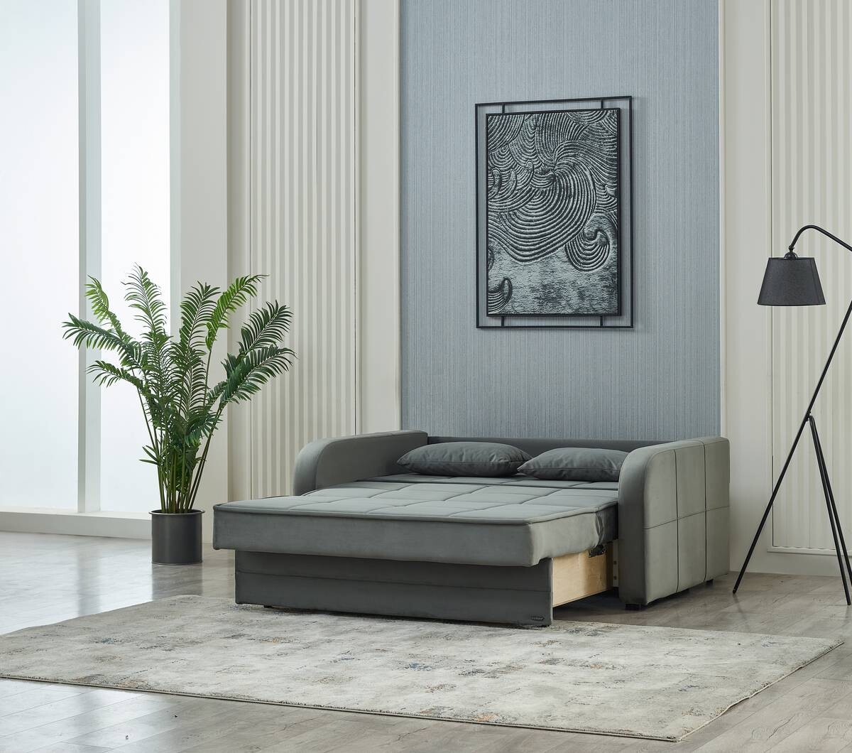 Schlafsofa Moleron grau Polyester B/H/T: ca. 171x94x111 cm