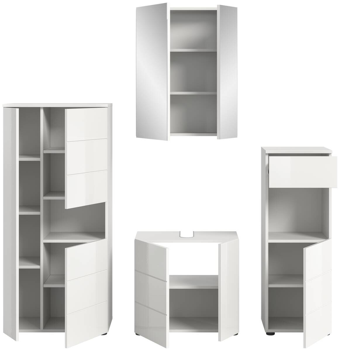 Badezimmer-Set VIRA weiß weiß Hochglanz B/H/T: ca. 188x190x34 cm