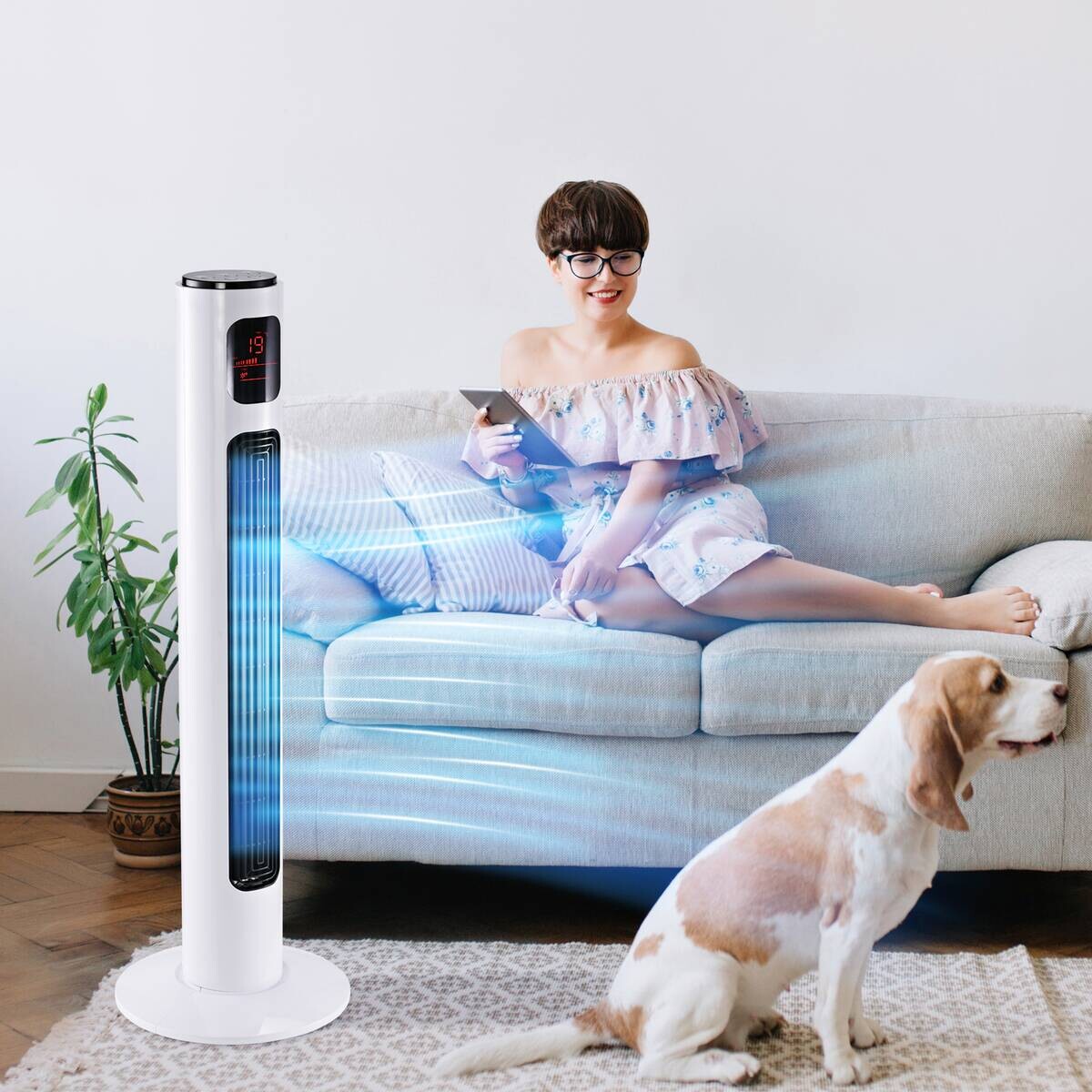 HOMCOM Ventilator schwarz Edelstahl Kunststoff Polypropylen B/H/L: ca. 32x32x96 cm