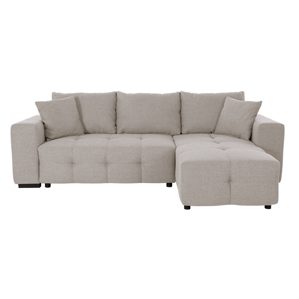 Ecksofa mit Bettfunktion und Bettkasten hellgrau Webstoff B/H/T: ca. 247x83x162 cm