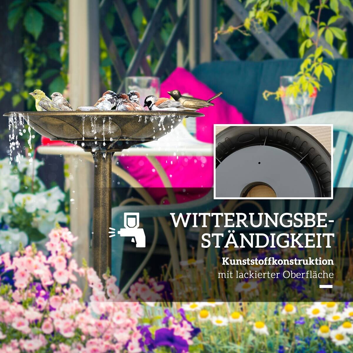 Outsunny Vogeltränke bronze Kunststoff B/H/L: ca. 50x72x50 cm