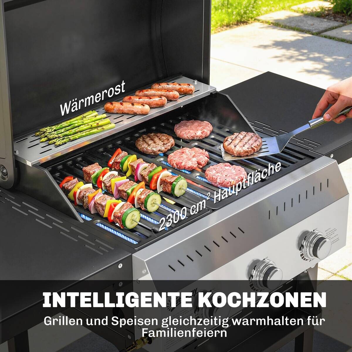 Outsunny Gasgrill Metall B/H/L: ca. 57x102x123 cm