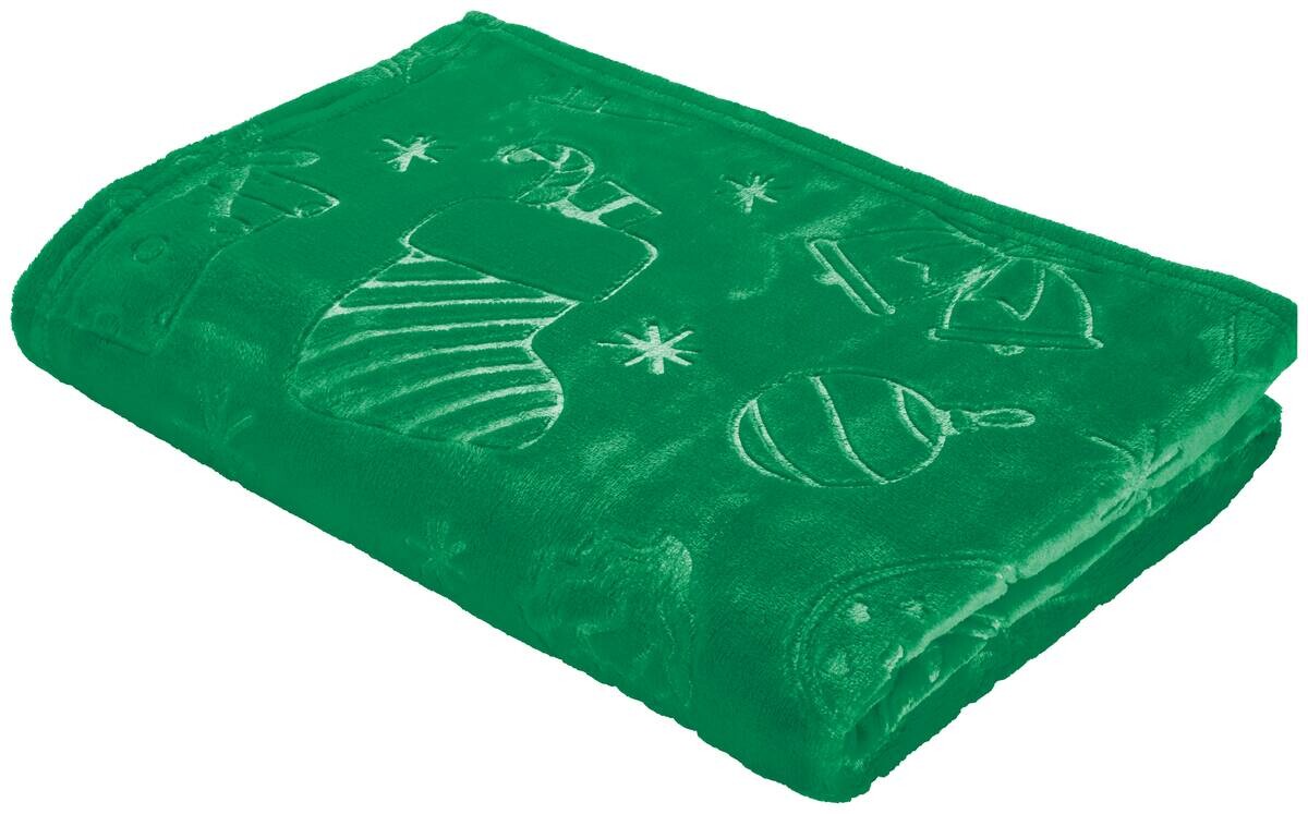 Flanelldecke Weihnachten Flanell grün Polyester B/L: ca. 140x200 cm