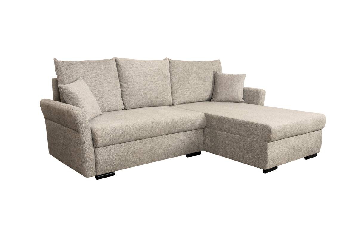 Ecksofa mit Bettfunktion und Bettkasten beige Webstoff B/H/T: ca. 218x90x168 cm
