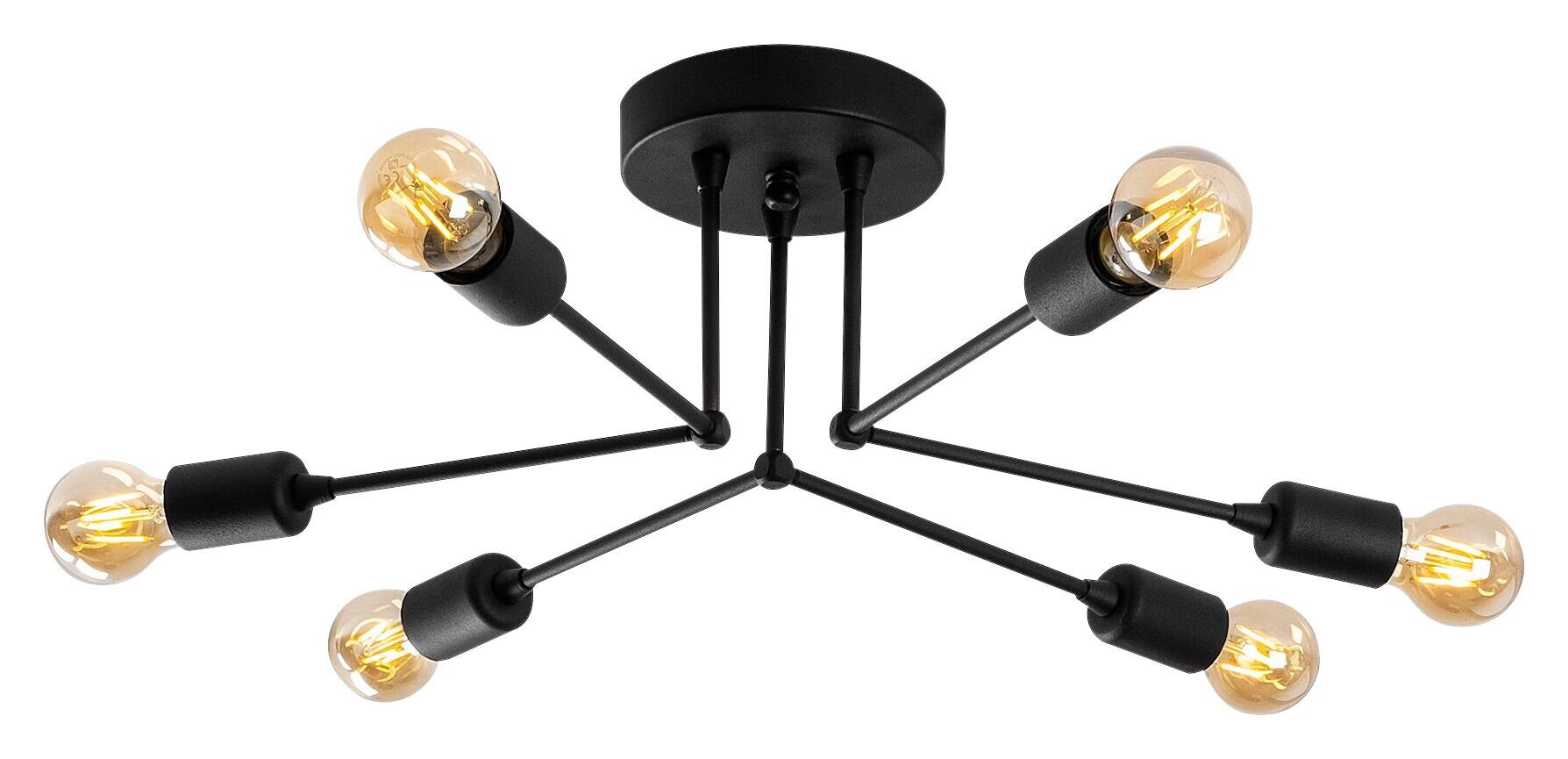 Opviq Deckenleuchte Sparrow schwarz Metall B/H/T/L/D: ca. 60x16x60x60x60 cm E27 6 Brennstellen