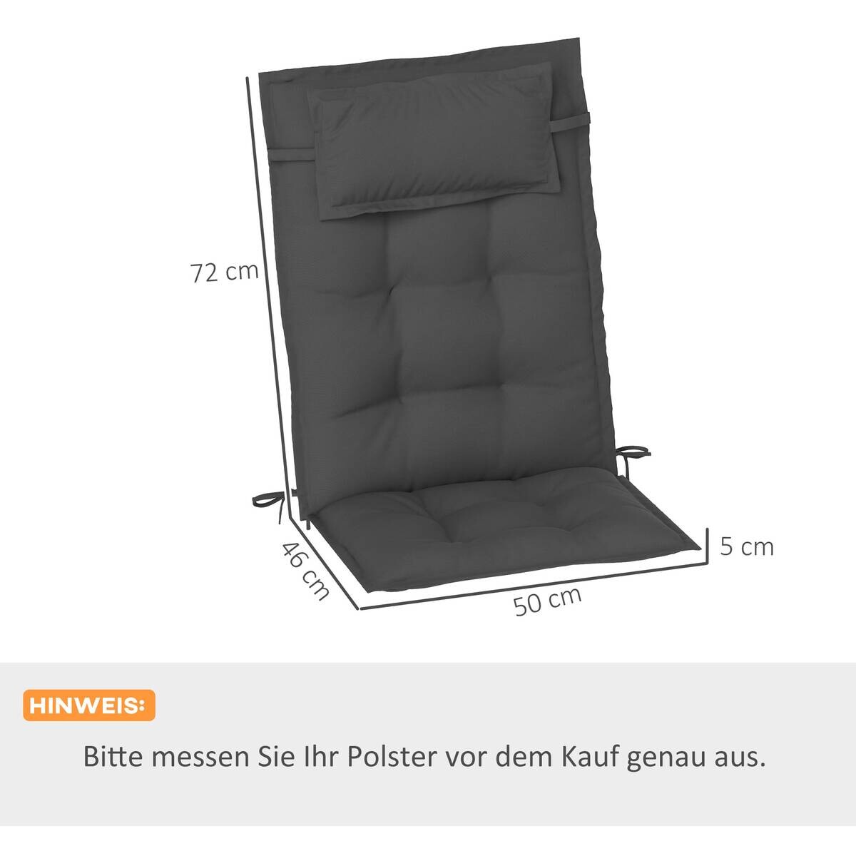 Outsunny Liegenauflage 2er Set dunkelgrau Polyester B/H/L: ca. 50x5x116 cm