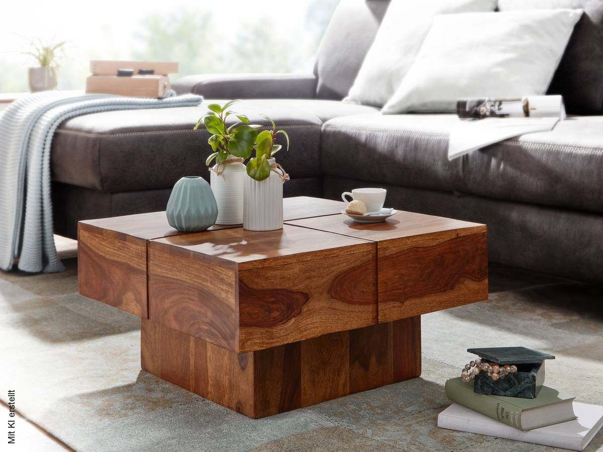 Couchtisch braun B/H/T: ca. 58x30x58 cm