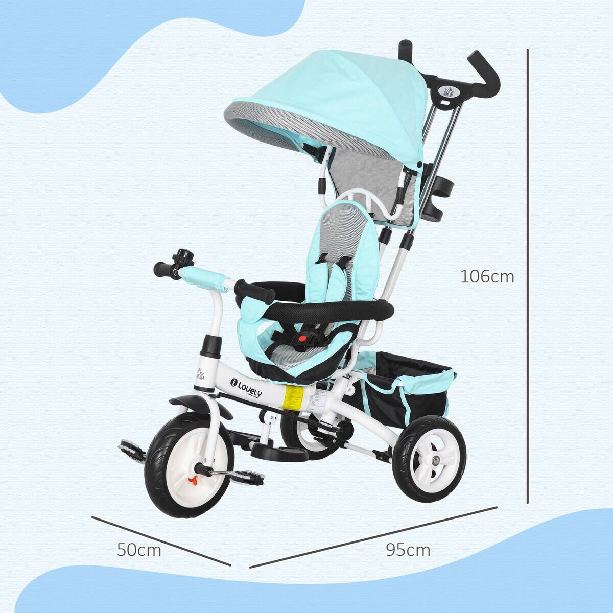 HOMCOM Kinderdreirad grün B/H/L: ca. 50x106x95 cm