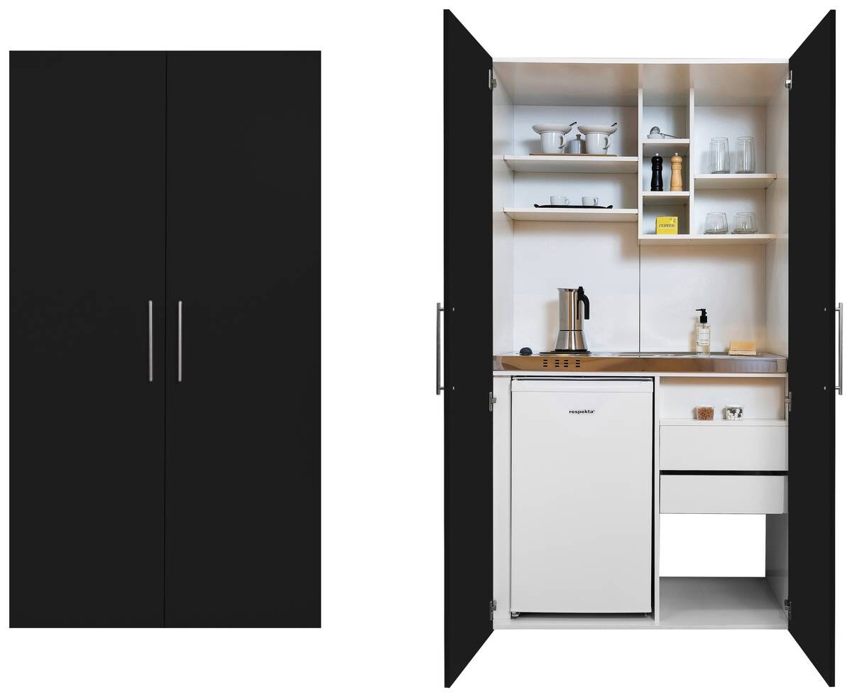 Respekta Schrankküche Economy schwarz matt B/H/T: ca. 104x193x67 cm