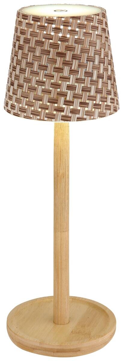 GLOBO LED-Tischleuchte RIDS 58438BAS braun Opal natur Kunststoff Bambus H/D: ca. 33x11 cm 1 Brennstellen