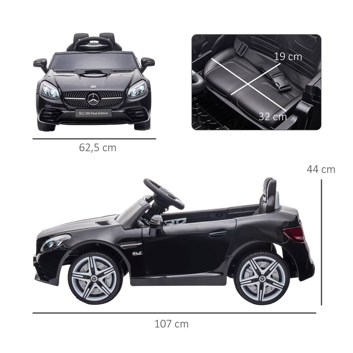 AIYAPLAY Kinder-Elektroauto schwarz B/H/L: ca. 62,5x44x107 cm