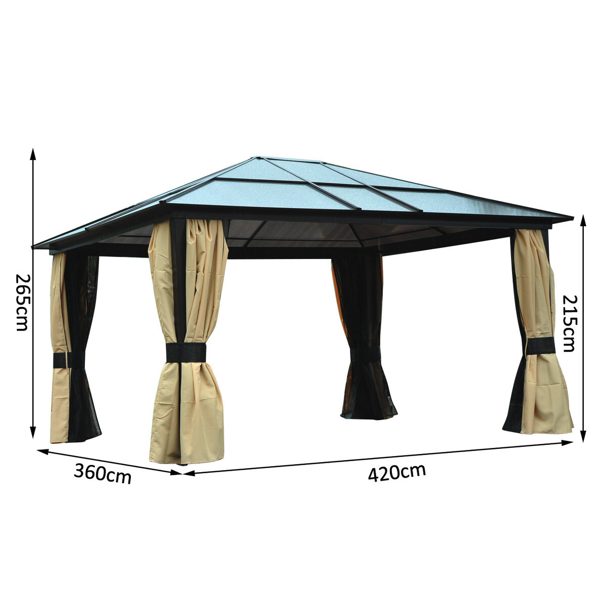 Outsunny Pavillon braun Aluminium B/H/L: ca. 360x265x420 cm