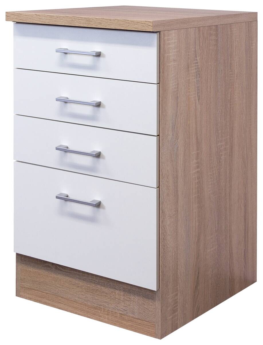Schubkastenschrank Samoa weiß Eiche Nachbildung B/H/T: ca. 50x85x60 cm