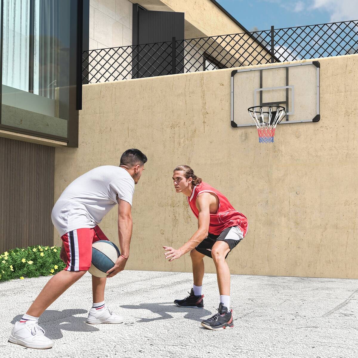 SPORTNOW Basketballkorb transparent Stahl B/H/L: ca. 61x73x113 cm