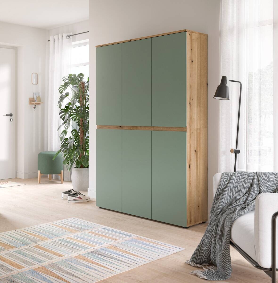 Schrank SCARPA Evoke Oak Nachbildung grün B/H/T: ca. 105x175x37 cm