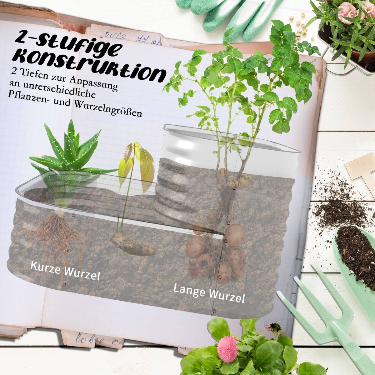 Outsunny Hochbeet silber Metall B/H/L: ca. 90x30x120 cm