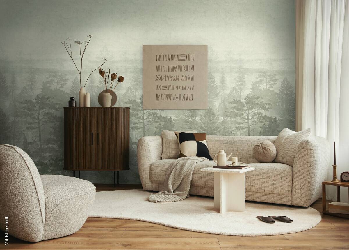 Livingwalls Fototapete Landschaft grün B/L: ca. 280x159 cm