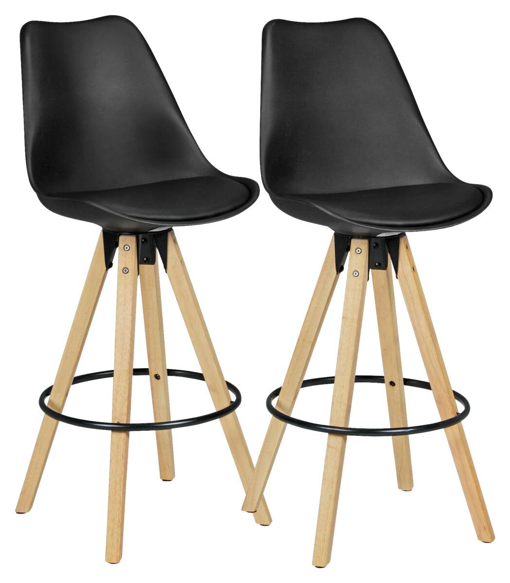 Barhocker 2er-Set schwarz Kunstleder B/H/T: ca. 44x113x39 cm