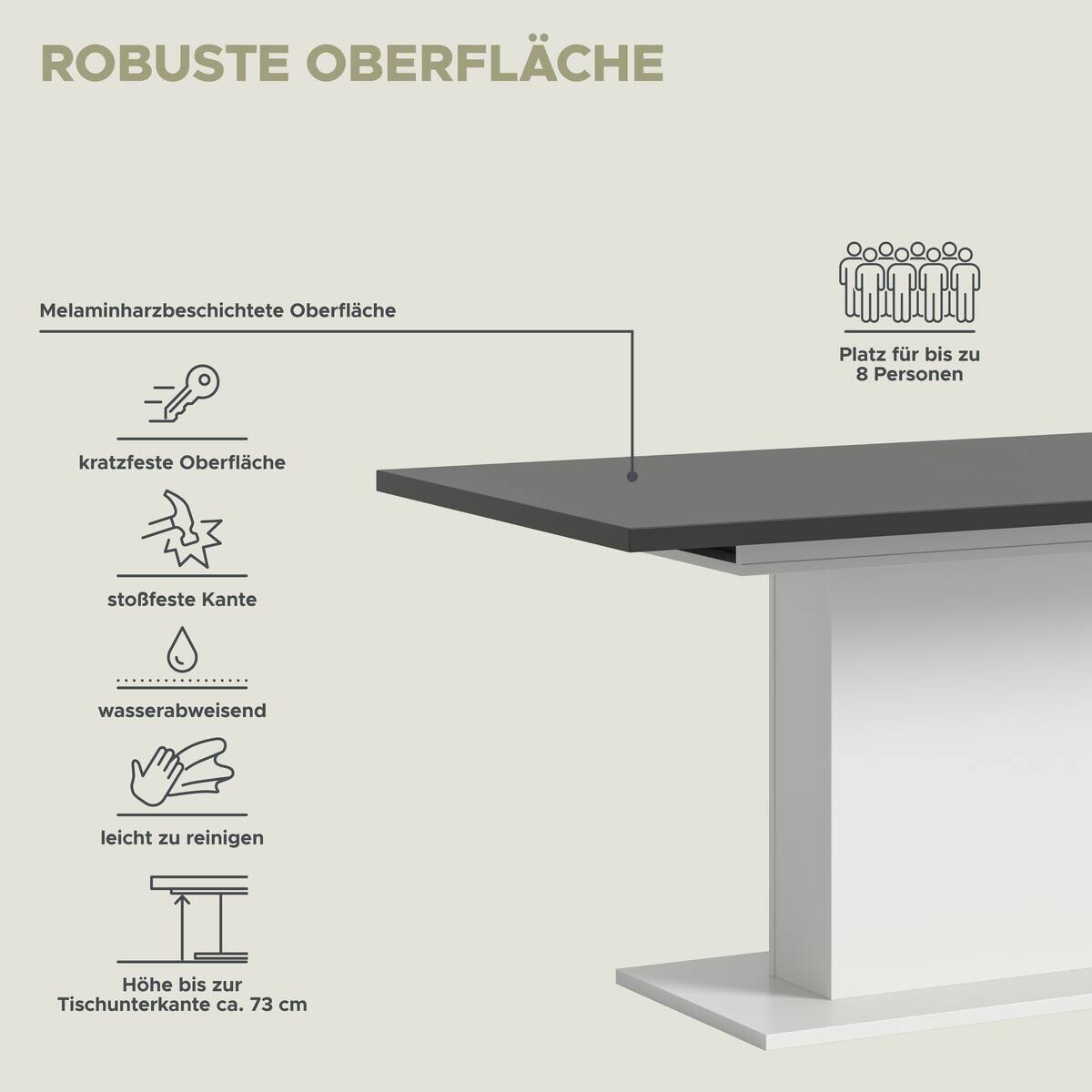 Esstisch MOTION grau B/H/T: ca. 150x76x90 cm