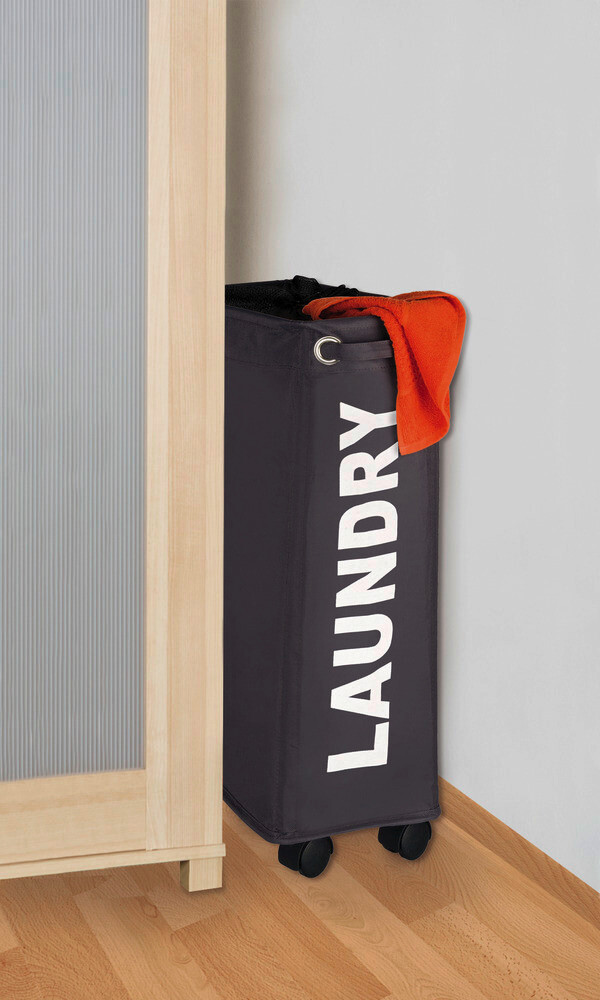 WENKO Wäschekorb grau weiß Kunststoff