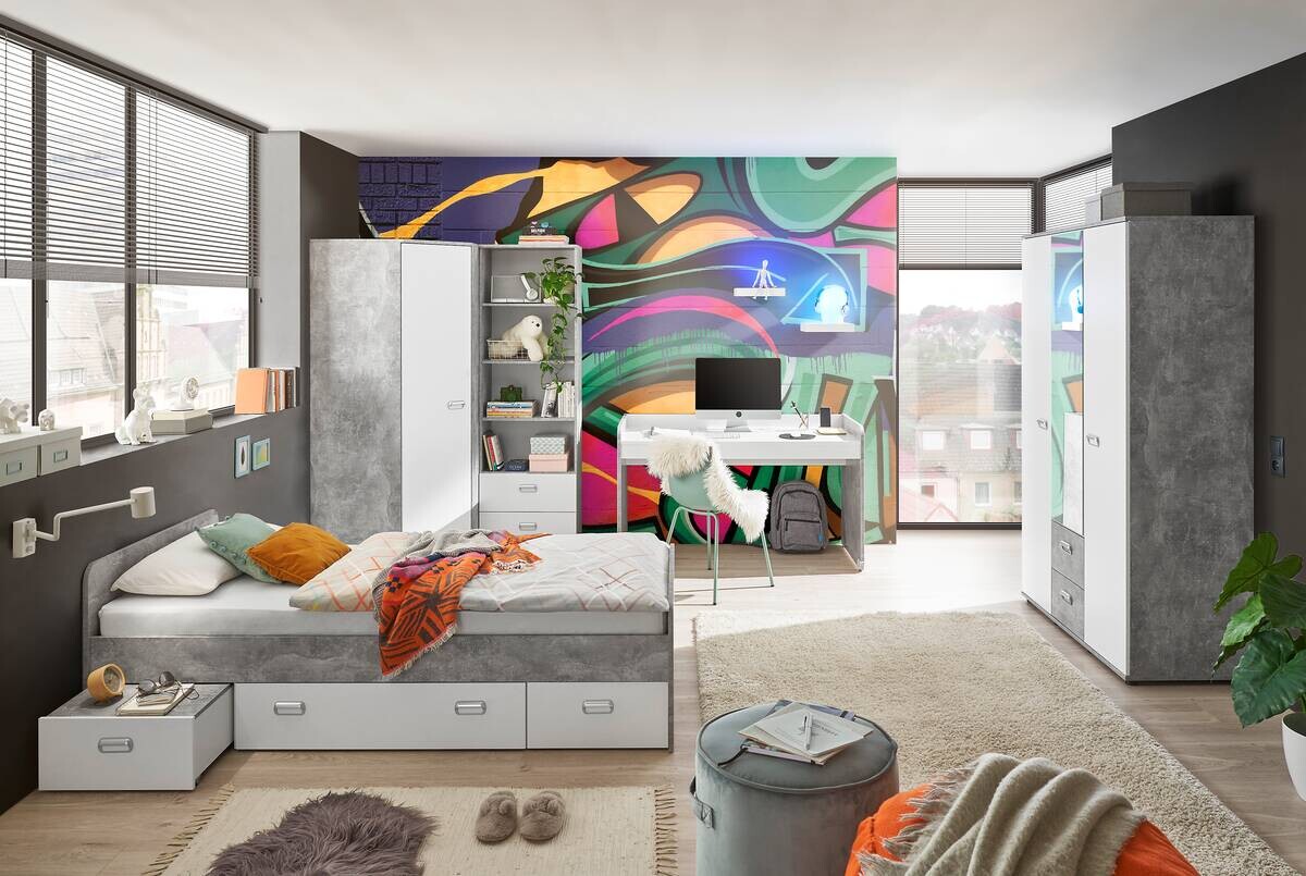 Jugendbett Matino Beton Liegefläche B/L: ca. 90x200 cm