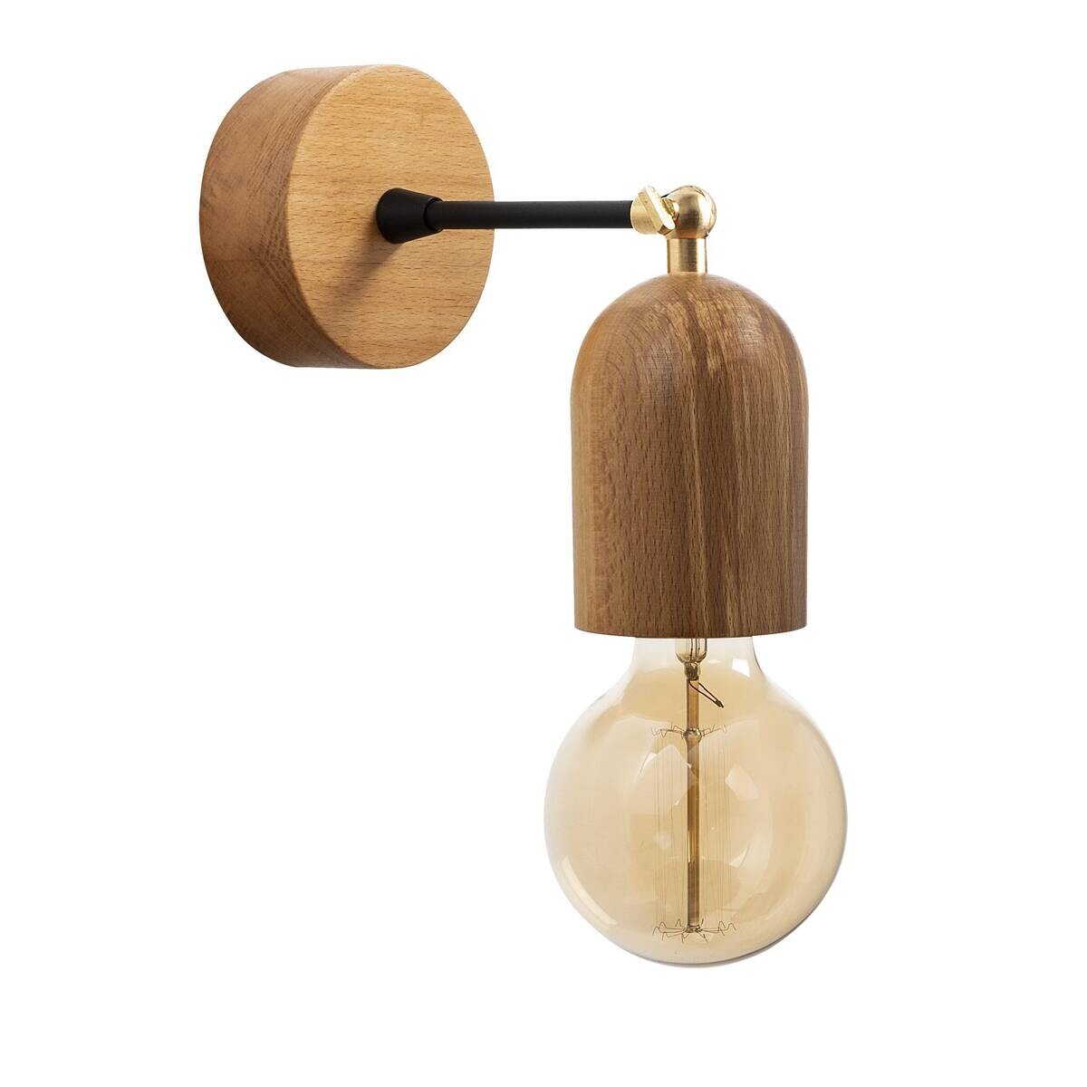 Opviq Wandleuchte natur Holz B/H/L: ca. 7x20x7 cm E27 1 Brennstellen